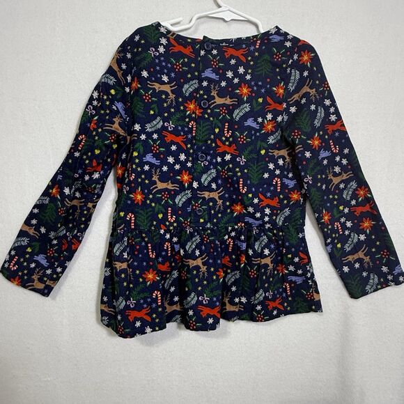 Hanna Andersson Winter Wonderland Navy Flannelette Peplum Top Size 120 US 6-7 - Picture 2 of 11